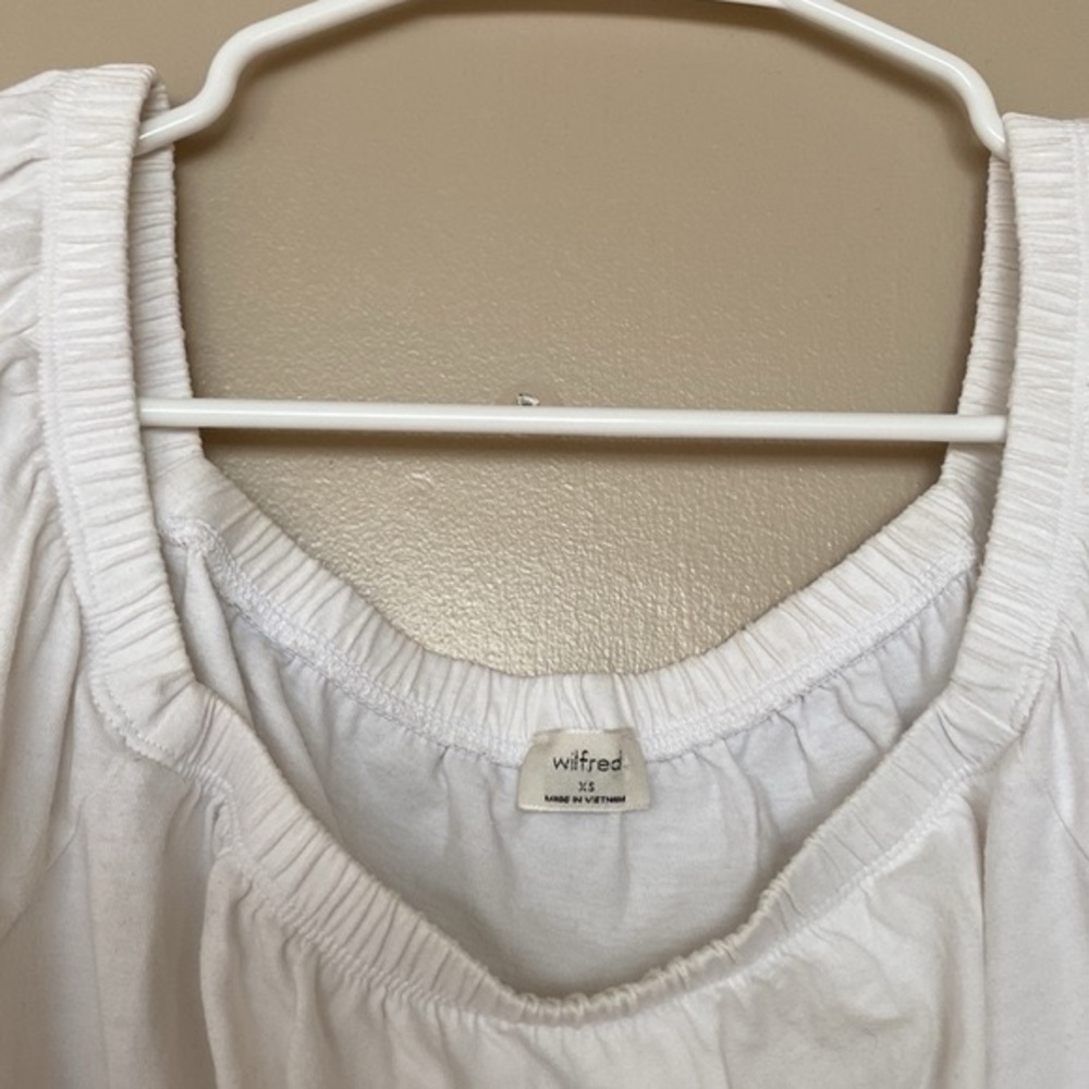 🌟Host Pick🌟Wilfred Aritzia Caila Off The Shoulder Puff Sleeve Cropped Shirt - Picture 6 of 6